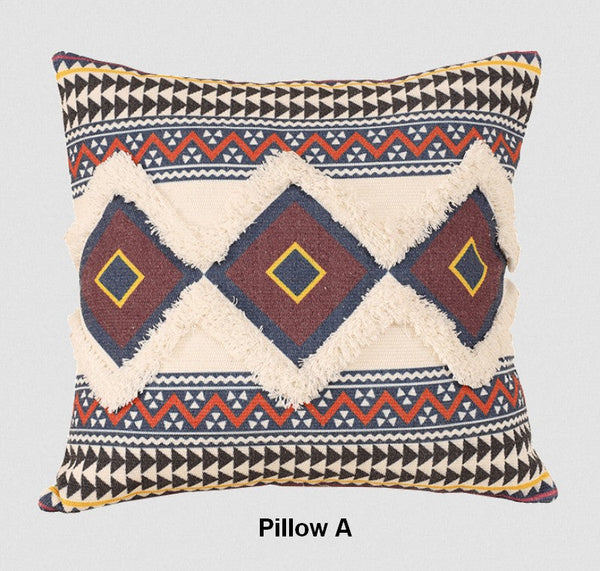 Geometric Modern Pillow Covers, Square Pillows for Couch, Oriental Decorative Throw Pillows for Living Room, Bohemian Decorative Sofa Pillows-Silvia Home Craft