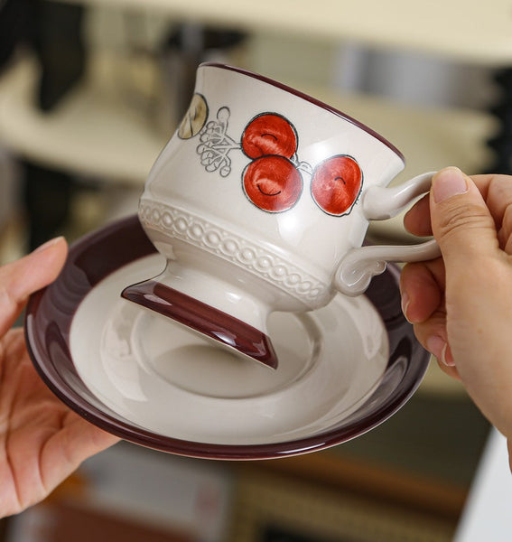 Elegant Ceramic Cups, Creative Coffee Cup and Saucer, Creative Porcelain Tea Cup Set, Beautiful British Tea Cups for Afternoon Tea-Silvia Home Craft
