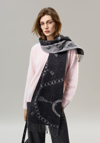 Holiday Women Scarf, Christmas Gifts for Her, Modern Wool Scarf, Warm Winter Scarf, Cold Weather Scarf, Fashion Scarf, Soft Cashmere Scarf for Girls, Elegant Designer Scarf-Silvia Home Craft