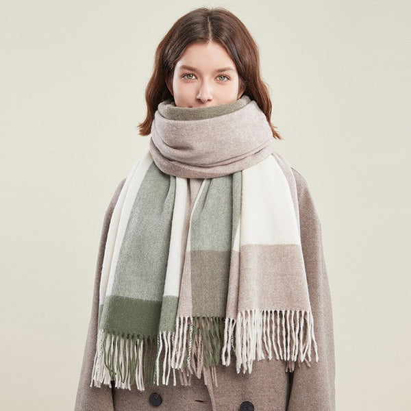 Wool Scarf for Women, Plaid Winter Shawl, Soft Wool Scarf for women, Christmas Holiday Gift, Evening Wrap, Large Winter Shawl, Elegant Shawl, Warm Cape, Winter Scarves-Silvia Home Craft