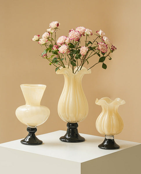 Unique Decorative Glass Vase, Centerpiece Contemporary Vases on Table, Mid Century Glass Vases, Handmade Modern Vases for Living Room, Modern Glass Vase for Flowers-Silvia Home Craft