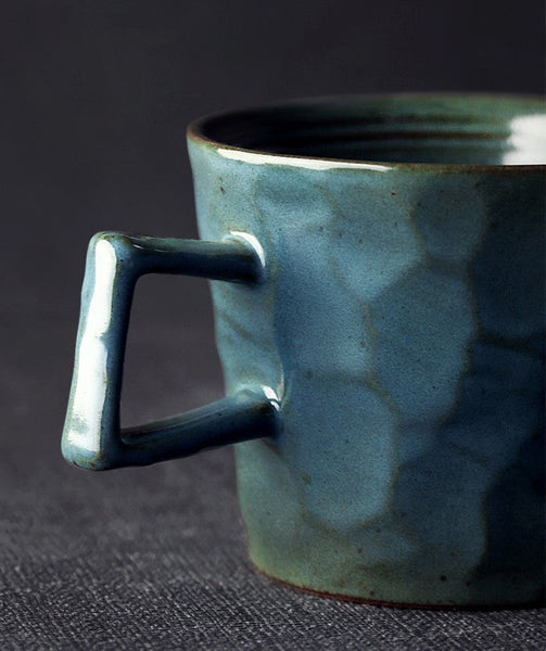 Modern Handmade Pottery Coffee Cup, Creative Brown White Black Blue Ceramic Coffee Mugs, Large Unique Tea Cup, Large Capacity Coffee Cups-Silvia Home Craft