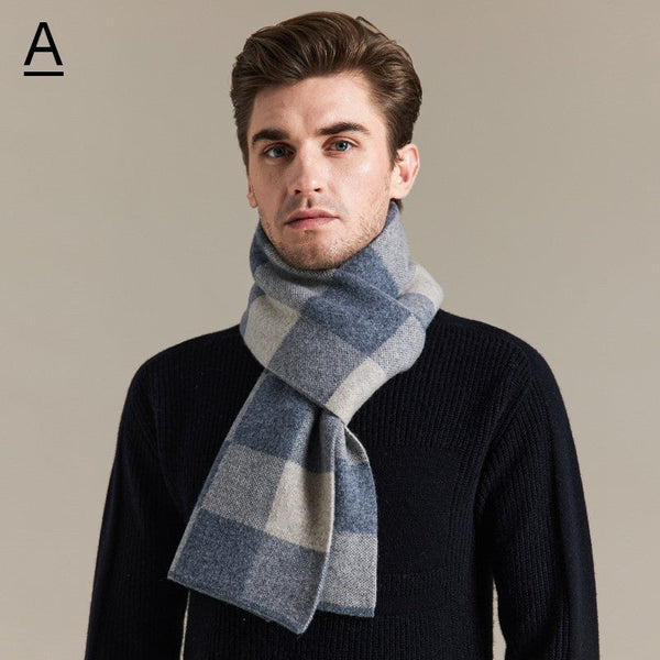 Plaid Scarf for Men, Business Wool Scarf for Gentleman, Men's Winter Scarf, Men's Wool Scarf Winter, Modern Fashion Scarf, Formal Men Scarf Styles, Pure Wool Scarf-Silvia Home Craft