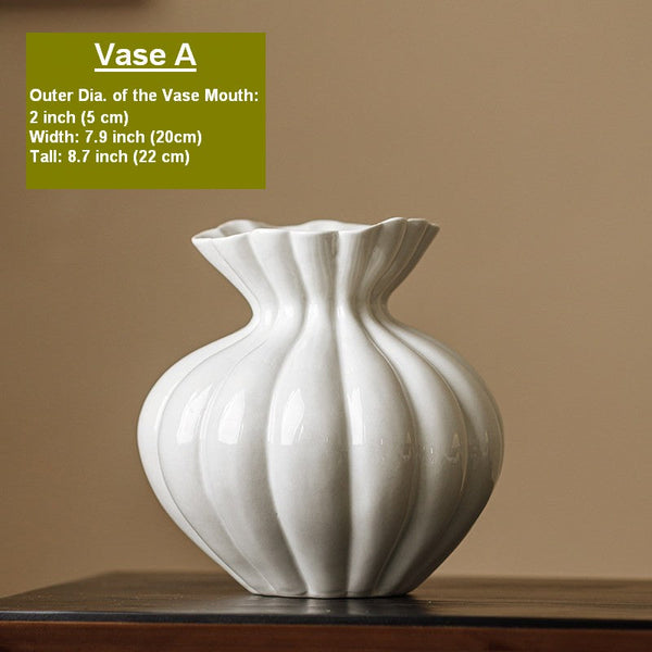 Handmade Water Holding Flower Vases, Porcelain Flower Vases, Modern Flower Vase Centerpiece on Table, Ceramic Bouquet Vases-Silvia Home Craft