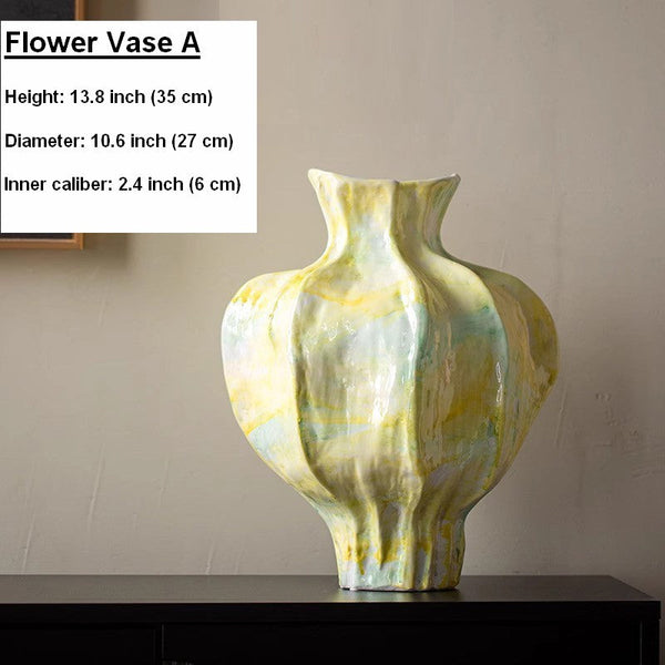 Centerpiece Ceramic Bouquet Vases, Handmade Modern Flower Vase, Large Contemporary Vases on Dining Table, Porcelain Vases for Modern Home Decor-Silvia Home Craft