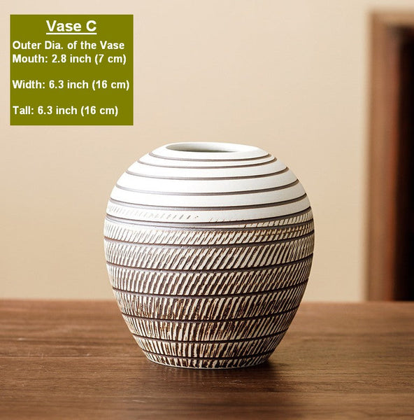 Centerpiece on Dining Table, Large Flower Vase on Table, Modern Bouquet Flower Vases, Handmade Pottery Flower Vases Urn, Water Holding Flower Vases-Silvia Home Craft