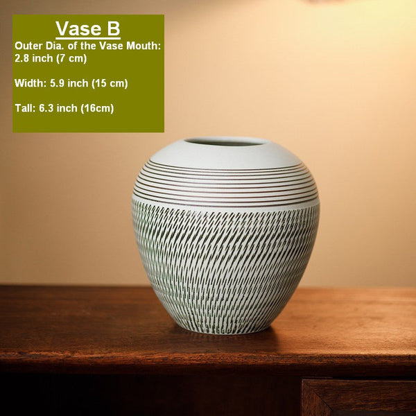 Centerpiece on Dining Table, Large Flower Vase on Table, Pottery Flower Vases Urn, Modern Bouquet Flower Vases, Handmade Water Holding Flower Vases-Silvia Home Craft