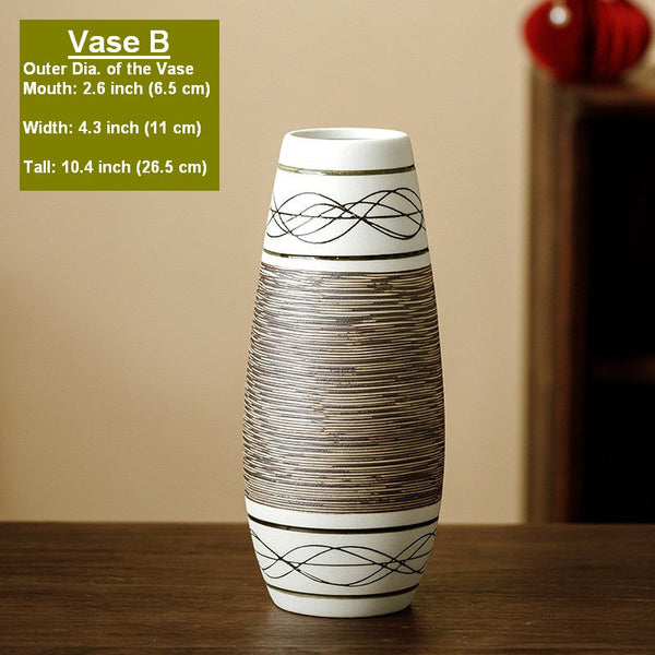 Centerpiece on Dining Table, Handmade Pottery Flower Vases Urn, Large Flower Vase on Table, Modern Bouquet Flower Vases, Water Holding Flower Vases-Silvia Home Craft
