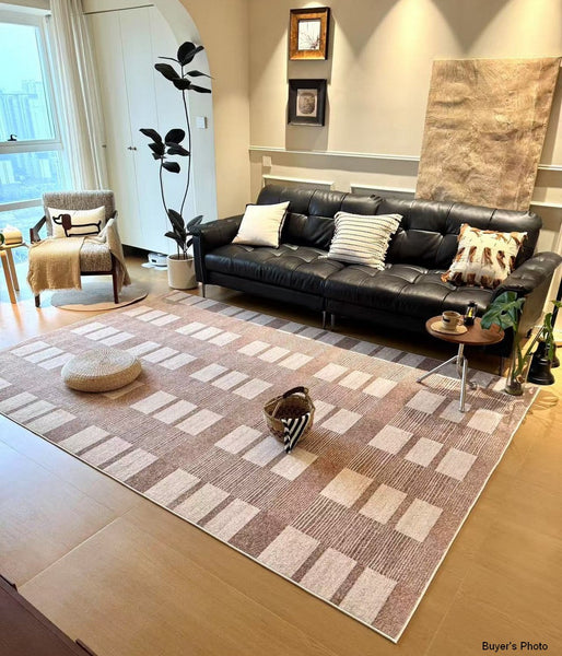 Mid Century Modern Rugs for Bedroom, Contemporary Abstract Rugs under Dining Room Table, Large Modern Rugs for Living Room-Silvia Home Craft