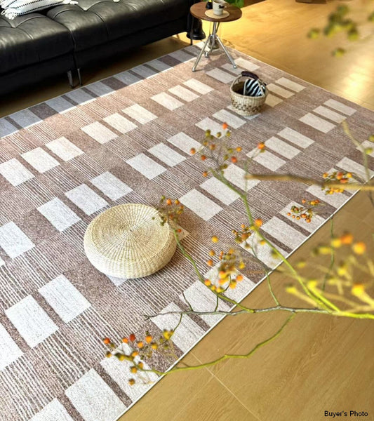Mid Century Modern Rugs for Bedroom, Contemporary Abstract Rugs under Dining Room Table, Large Modern Rugs for Living Room-Silvia Home Craft