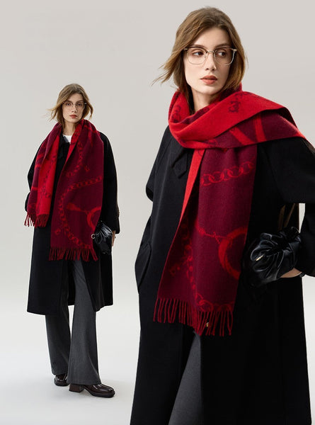 Modern Wool Scarf, Warm Winter Scarf, Holiday Women Scarf, Christmas Gifts for Her, Cold Weather Scarf, Fashion Scarf, Soft Cashmere Scarf for Girls, Elegant Designer Scarf-Silvia Home Craft