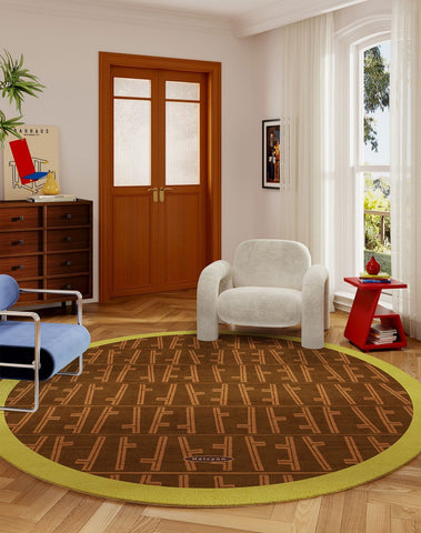 Mid Century Circular Rugs for Bedroom, Abstract Contemporary Round Rugs under Chairs, Modern Rugs for Dining Room, Geometric Modern Rugs for Living Room-Silvia Home Craft