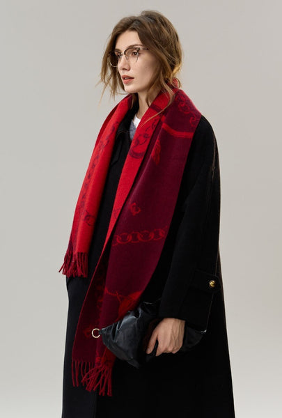 Modern Wool Scarf, Warm Winter Scarf, Holiday Women Scarf, Christmas Gifts for Her, Cold Weather Scarf, Fashion Scarf, Soft Cashmere Scarf for Girls, Elegant Designer Scarf-Silvia Home Craft