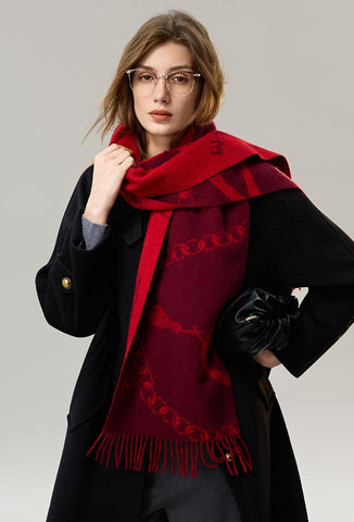 Modern Wool Scarf, Warm Winter Scarf, Holiday Women Scarf, Christmas Gifts for Her, Cold Weather Scarf, Fashion Scarf, Soft Cashmere Scarf for Girls, Elegant Designer Scarf-Silvia Home Craft