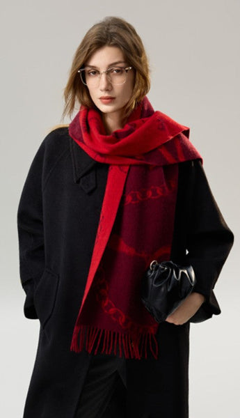 Modern Wool Scarf, Warm Winter Scarf, Holiday Women Scarf, Christmas Gifts for Her, Cold Weather Scarf, Fashion Scarf, Soft Cashmere Scarf for Girls, Elegant Designer Scarf-Silvia Home Craft