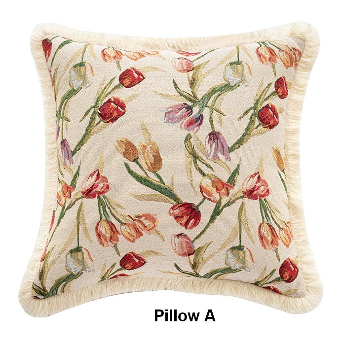 Decorative Sofa Pillows for Couch, Tulip Flower Pillow Covers, Large Flower Decorative Pillows for Bedroom, Farmhouse Decorative Pillows-Silvia Home Craft