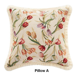 Decorative Sofa Pillows for Couch, Tulip Flower Pillow Covers, Large Flower Decorative Pillows for Bedroom, Farmhouse Decorative Pillows-Silvia Home Craft