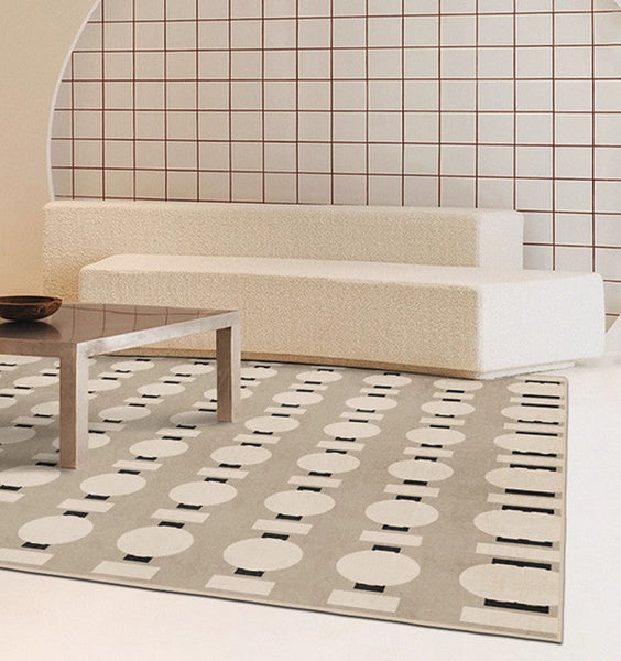 Unique Modern Rugs for Dining Room, Thick Contemporary Rugs for Bedroom, Mid Century Modern Rugs Next to Bed, Modern Carpets for Living Room-Silvia Home Craft