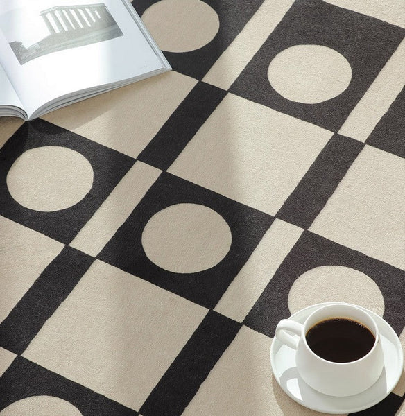 Mid Century Modern Rugs Next to Bed, Modern Rugs for Dining Room, Thick Contemporary Rugs for Bedroom, Modern Carpets for Living Room-Silvia Home Craft