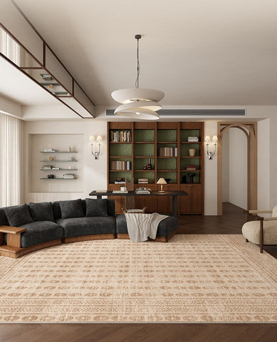 Mid Century Modern Rugs Next to Bed, Contemporary Rugs for Bedroom, Abstract Modern Carpets for Living Room, Modern Rugs for Dining Room-Silvia Home Craft