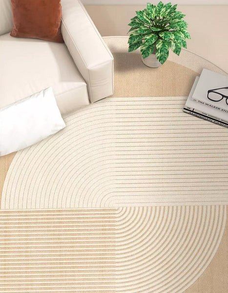 Bedroom Modern Round Rugs, Circular Modern Rugs under Dining Room Table, Contemporary Round Rugs, Geometric Modern Rug Ideas for Living Room-Silvia Home Craft