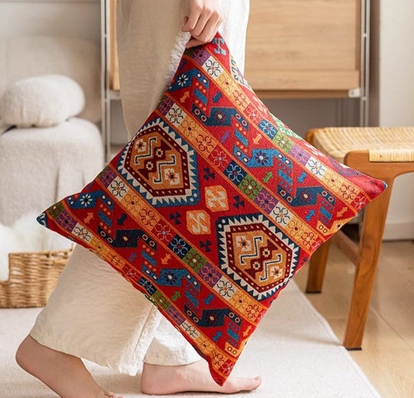 Extra Large Decorative Throw Pillows, Modern Sofa Pillows for Bedroom, Bohemian Decorative Sofa Pillows, Geometric Pattern Chenille Throw Pillow for Couch-Silvia Home Craft