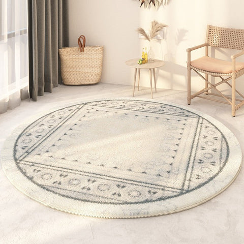 Abstract Contemporary Round Rugs, Circular Modern Rugs under Chair, Modern Round Rugs under Coffee Table, Geometric Modern Rugs for Bedroom-Silvia Home Craft