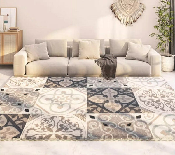 Modern Runner Rugs Next to Bed, Contemporary Rug Ideas for Living Room, Hallway Modern Runner Rugs, Extra Large Modern Rugs for Dining Room-Silvia Home Craft