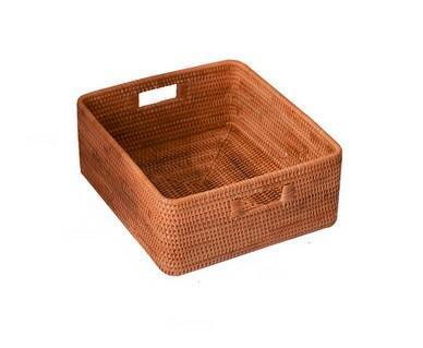 Woven Rattan Storage Baskets for Bedroom, Storage Basket for Shelves, Large Rectangular Storage Baskets for Clothes, Storage Baskets for Kitchen-Silvia Home Craft