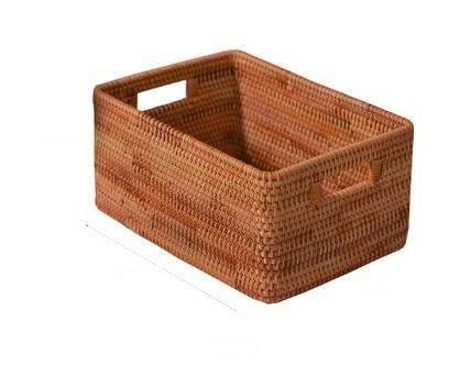 Extra Large Rectangular Storage Basket, Large Storage Baskets for Clothes, Woven Rattan Storage Basket for Shelves, Storage Baskets for Kitchen-Silvia Home Craft