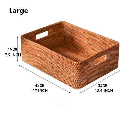 Rattan Storage Baskets for Kitchen, Rectangular Storage Baskets for Pantry, Storage Baskets for Shelves, Woven Storage Baskets for Bathroom-Silvia Home Craft