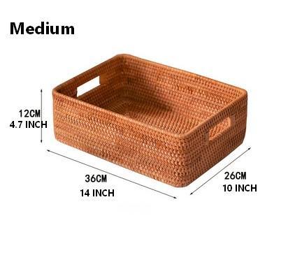Rattan Storage Baskets for Kitchen, Rectangular Storage Baskets for Pantry, Storage Baskets for Shelves, Woven Storage Baskets for Bathroom-Silvia Home Craft