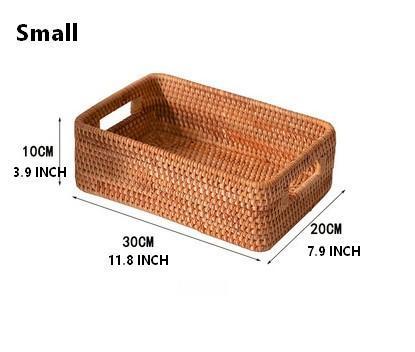 Rattan Storage Baskets for Kitchen, Rectangular Storage Baskets for Pantry, Storage Baskets for Shelves, Woven Storage Baskets for Bathroom-Silvia Home Craft