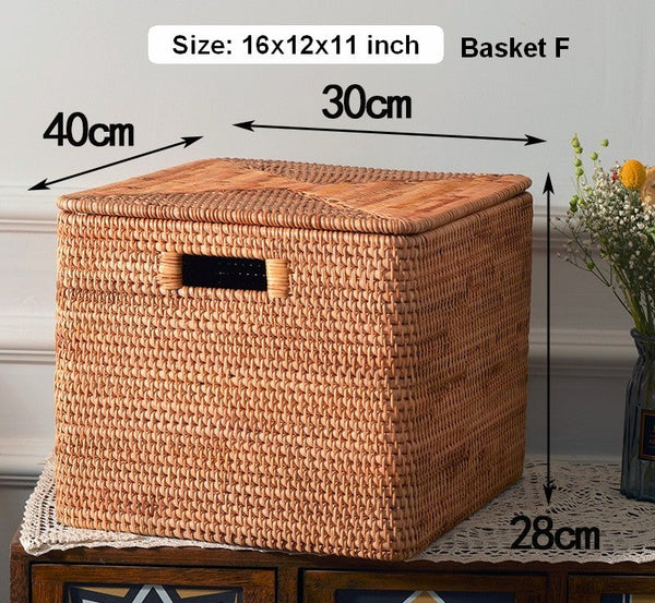 Storage Basket for Shelves, Large Rectangular Storage Basket, Storage Baskets for Kitchen, Woven Storage Basket for Living Room-Silvia Home Craft