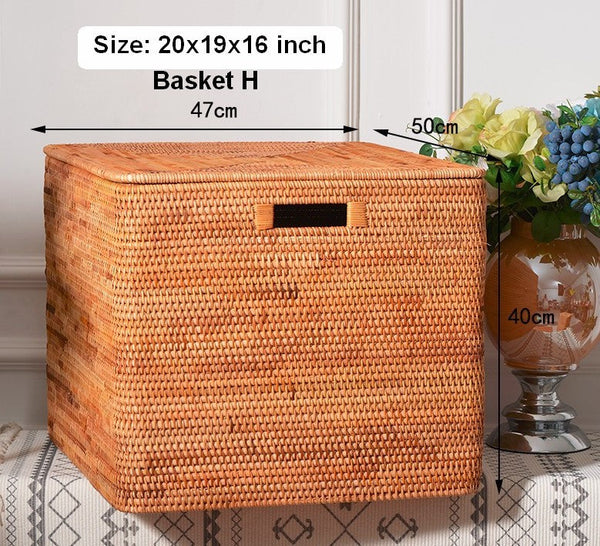 Storage Basket for Shelves, Large Rectangular Storage Basket, Storage Baskets for Kitchen, Woven Storage Basket for Living Room-Silvia Home Craft