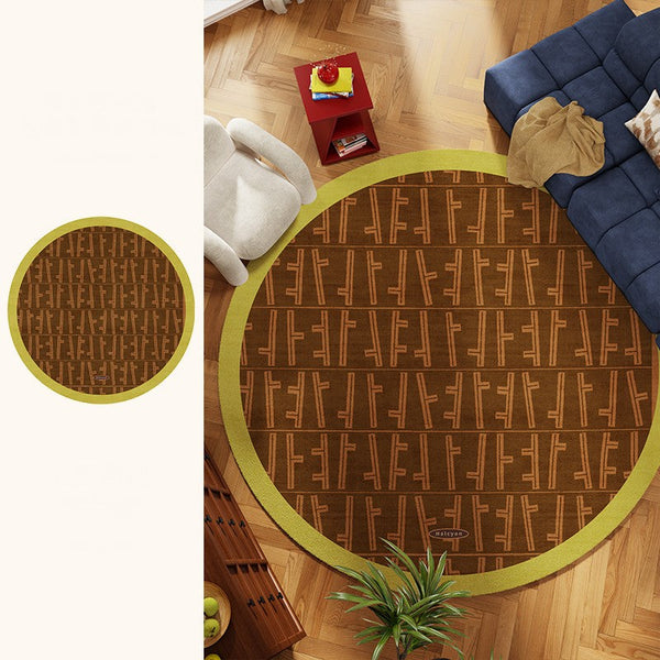 Mid Century Circular Rugs for Bedroom, Abstract Contemporary Round Rugs under Chairs, Modern Rugs for Dining Room, Geometric Modern Rugs for Living Room-Silvia Home Craft