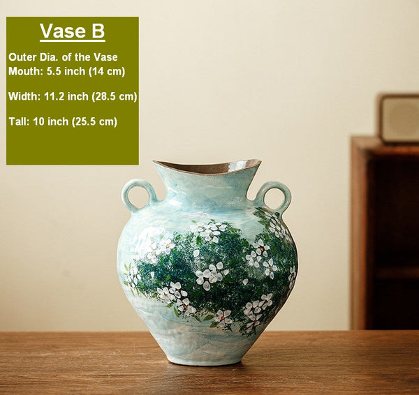 Large Flower Vases on Table, Modern Pottery Flower Vases, Centerpiece on Dining Table, Handmade Water Holding Flower Vases, Pottery Bud Vases-Silvia Home Craft