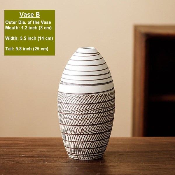 Centerpiece on Dining Table, Large Flower Vase on Table, Modern Bouquet Flower Vases, Handmade Pottery Flower Vases Urn, Water Holding Flower Vases-Silvia Home Craft