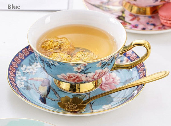 Unique Traditional Afternoon Tea Cup and Saucer in Gift Box, Royal Porcelain Tea Cup Saucer Set, Elegant Flower Pattern Ceramic Coffee Cups, Beautiful British Tea Cups-Silvia Home Craft