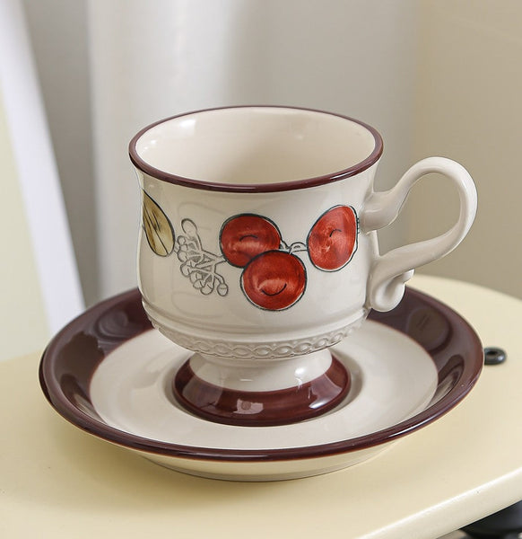 Elegant Ceramic Cups, Creative Coffee Cup and Saucer, 8 oz Porcelain Tea Cup Saucer Set, Beautiful British Tea Cups for Traditional Afternoon Tea-Silvia Home Craft