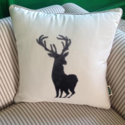 Embroider Elk Cotton Pillow Cover, Decorative Throw Pillow, Sofa Pillows, Home Decor-Silvia Home Craft
