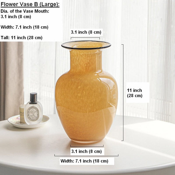 Handmade Liuli Vases, Color Glaze Vase, Contemporary Vases for Modern Home Decor, Yellow Glass Bud Vases, Centerpiece Vases on Table-Silvia Home Craft