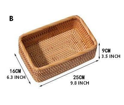 Rectangular Storage Basket for Living Room, Small Kitchen Storage Baskets, Woven Storage Baskets, Rattan Storage Baskets for Shelves-Silvia Home Craft