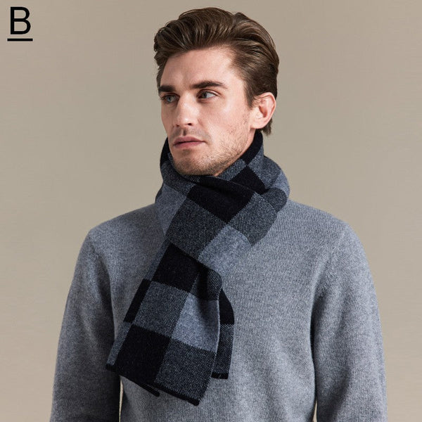 Plaid Scarf for Men, Business Wool Scarf for Gentleman, Men's Winter Scarf, Men's Wool Scarf Winter, Modern Fashion Scarf, Formal Men Scarf Styles, Pure Wool Scarf-Silvia Home Craft