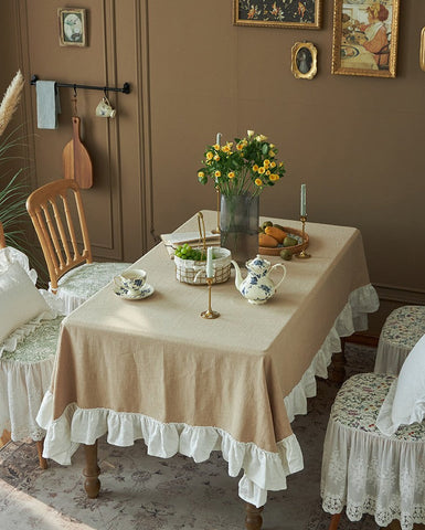 Modern Table Cloth, Beige Tablecloth for Home Decoration, Square Tablecloth for Round Table, Extra Large Rectangle Tablecloth for Dining Room Table-Silvia Home Craft
