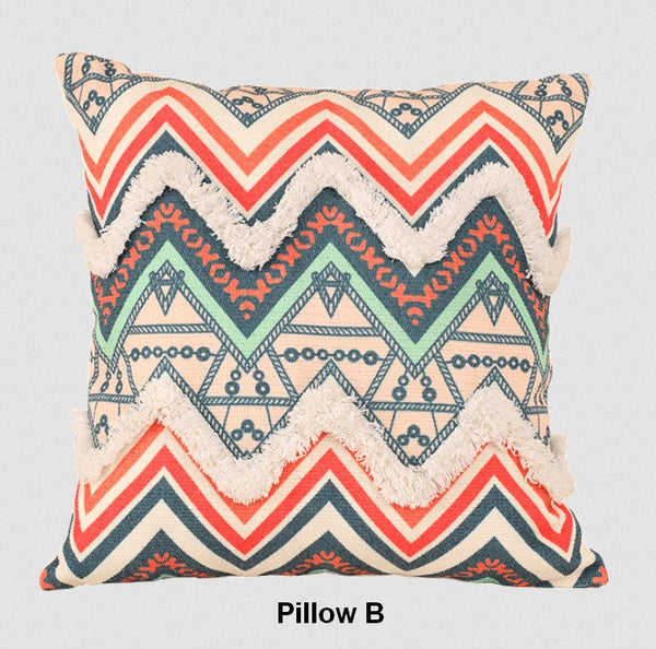 Geometric Modern Pillow Covers, Square Pillows for Couch, Oriental Decorative Throw Pillows for Living Room, Bohemian Decorative Sofa Pillows-Silvia Home Craft