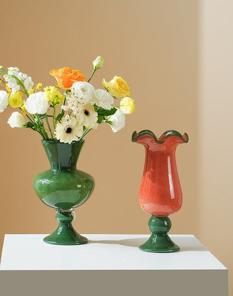 Contemporary Vase for Modern Home Decor, Unique Modern Glass Vase, Modern Glass Flower Vases, Handmade Liuli Vases, Centerpiece Vases on Table-Silvia Home Craft