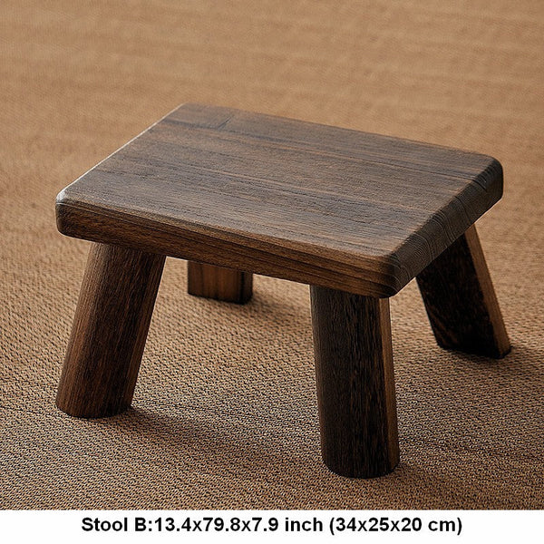Dining Table Stool, Shoe-changing Stool, Solid Wood low Stool, Paulownia Wood Stool, Children's Wooden Stool, Sofa Stool-Silvia Home Craft