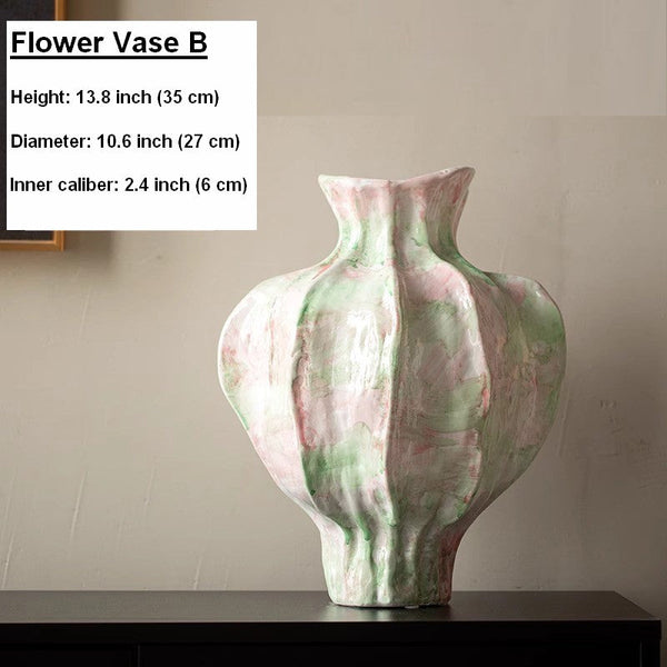 Centerpiece Ceramic Bouquet Vases, Handmade Modern Flower Vase, Large Contemporary Vases on Dining Table, Porcelain Vases for Modern Home Decor-Silvia Home Craft