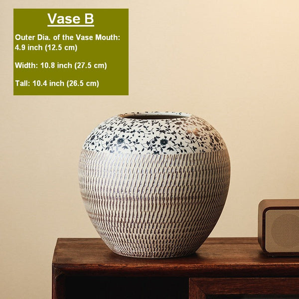 Large Pottery Flower Vases Urn, Centerpiece on Dining Table, Flower Vase on Table, Handmade Water Holding Flower Vases, Modern Bouquet Vases-Silvia Home Craft